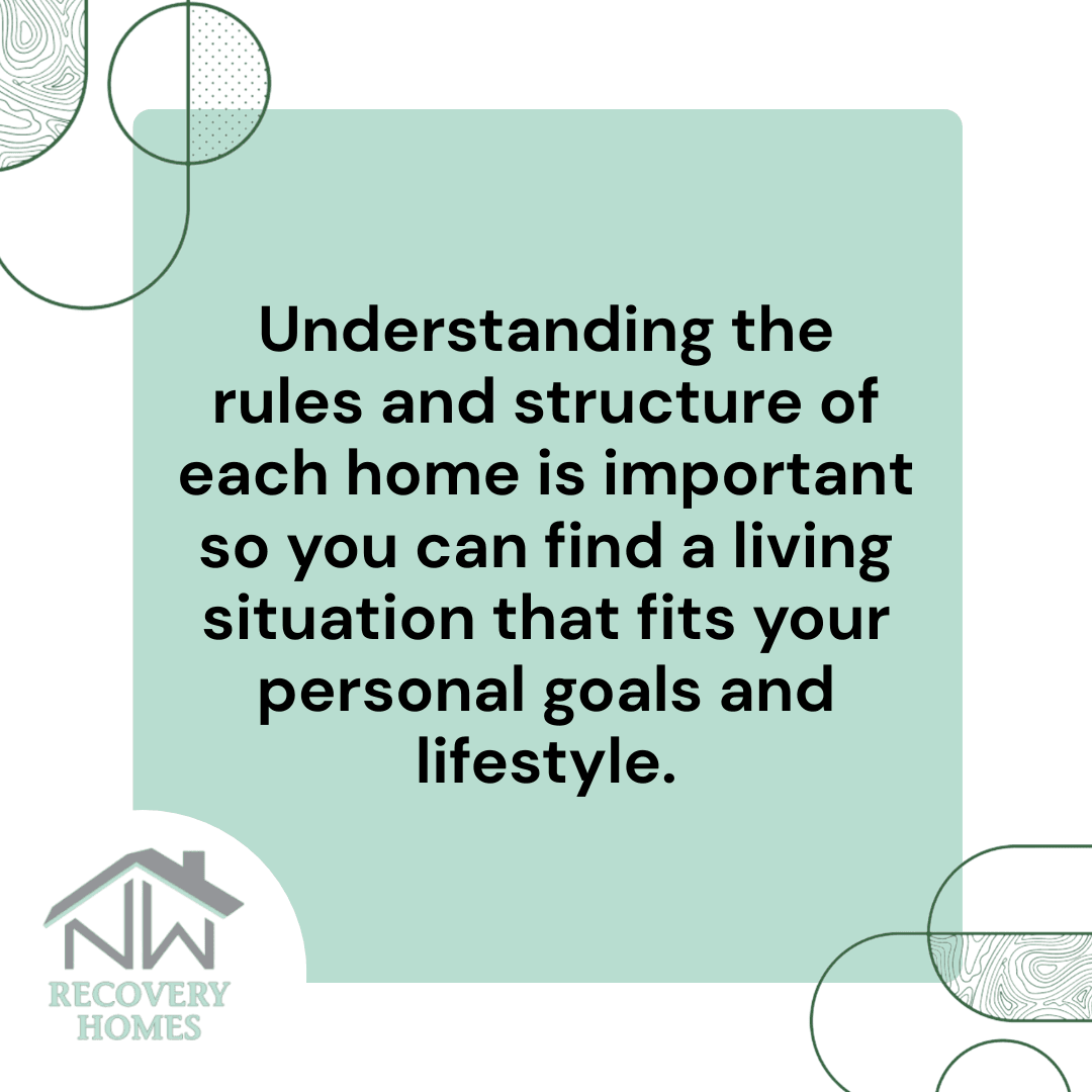 A graphic image stating the importance of understanding the rules and structure of a recovery home near me